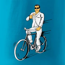 Gentleman na bicykli s pivom