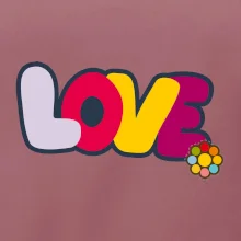 Love nápis s kvetinou