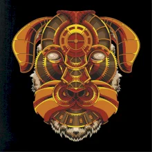 Steampunk pes farebný