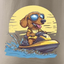 Jazvečík na vodnom skútri