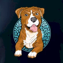 Americký staford kreslený v koliesku (Pecka design)