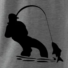 Rybár ťahajúce rybu