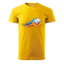 Letící baseballový míček v plamenech