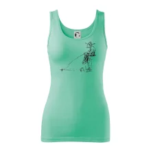 Kreslený rybár na pni