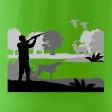 Lovec a stavač v lese