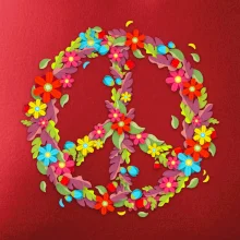 Peace symbol červené kvety