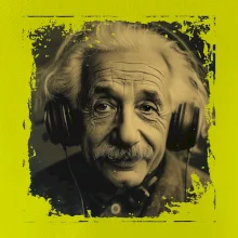 Albert Einstein so slúchadlami