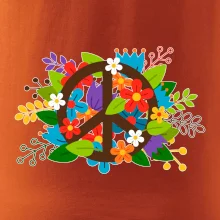 Peace symbol prerastený kvetinami