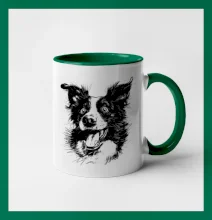 Čiernobiela karikatúra Border kólia