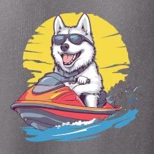 Husky na vodnom skútri