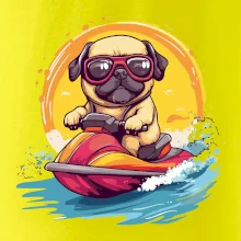 Mops na vodnom skútri