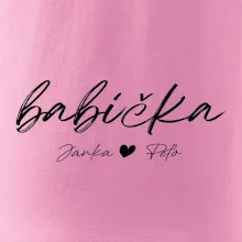 Babička Tričko s menami detí písacie písmo