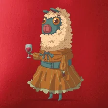 Alpaka s vínom žena