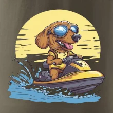 Jazvečík na vodnom skútri