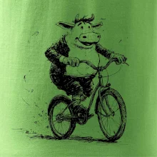Tučná krava na bicykli