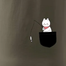 Mačka s rybou vo vrecku