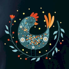 Folklór - sliepky s margarétkami