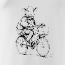 Krava v obleku na bicykli Krava v obleku na bicykli