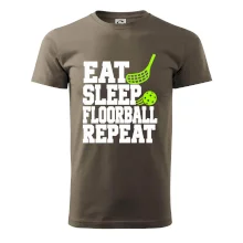 Eat Sleep Floorball Repeat - zelená hokejka