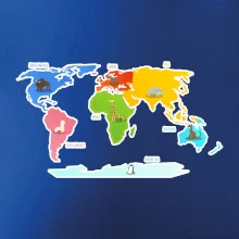 Svetové kontinenty s názvami a zvieratkami