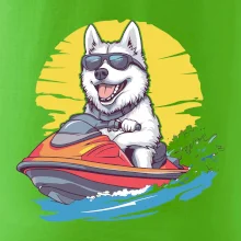 Husky na vodnom skútri