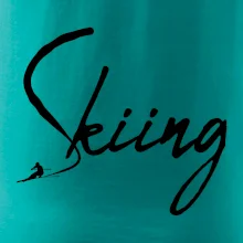 Skiing nápis lyžiar