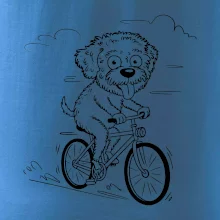 Lagotto romagnolo karikatúra na bicykli čierna