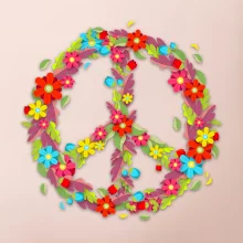 Peace symbol červené kvety