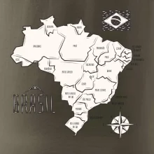 Brazília mapa s názvami regiónov