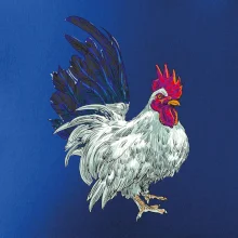 Kohút kreslený biely