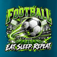Futbalová lopta a štadión eat sleep repeat