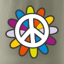 Peace symbol s kreslenou kvetinou