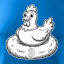 Kurča sediace na bitcoinovom hniezde