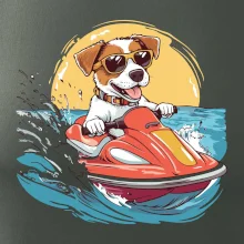 Jack russell teriér na vodnom skútri