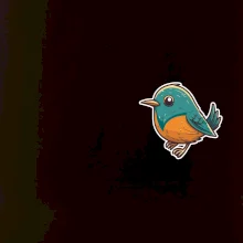 Vtáčik kreslený na prsníku