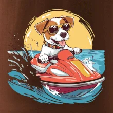 Jack russell teriér na vodnom skútri