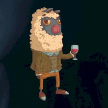 Alpaka s vínom muž