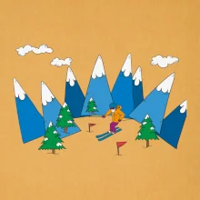 Lyžiar a farebné hory