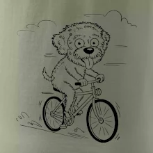 Lagotto romagnolo karikatúra na bicykli čierna