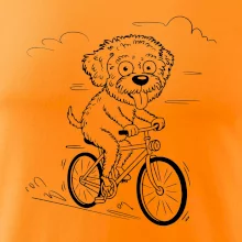 Lagotto romagnolo karikatúra na bicykli čierna