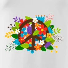 Peace symbol prerastený kvetinami