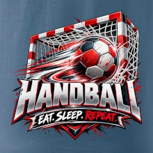 Hádzanárska lopta v bránke eat sleep repeat