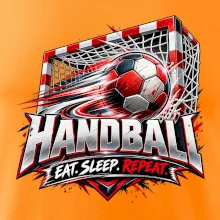Hádzanárska lopta v bránke eat sleep repeat