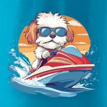 Bišónik na vodnom skútri