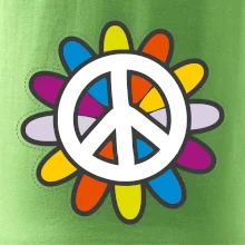 Peace symbol s kreslenou kvetinou