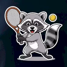 Mýval hrá tenis kreslený