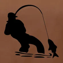 Rybár ťahajúce rybu