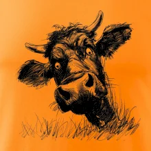 Čiernobiela karikatúra čierna krava hlava