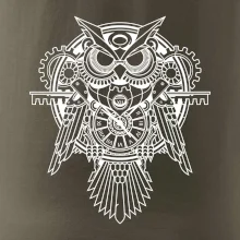 Steampunk sova čiernobiela