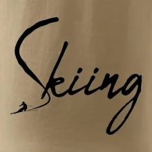 Skiing nápis lyžiar